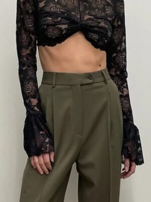 Women Lace Slim Fit Crop Top